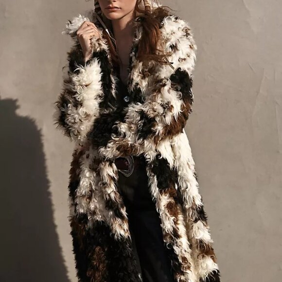 Anthropologie Long Shaggy Faux Fur Coat Size XXS New with Tags - Picture 1 of 6